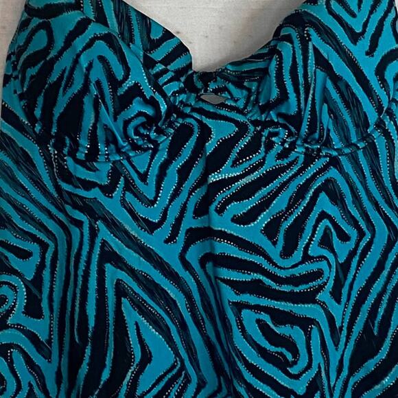 Ambrielle Blue & Black Zebra Print Tankini Size 40C - Picture 2 of 5